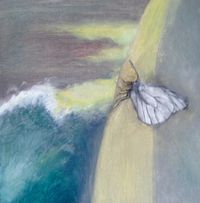 Der Schmetterling auf dem Flo&szlig; der Medusa, 2019, &Ouml;l auf Malplatte, 20x20 cm